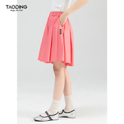 町女童裙裤夏季2023纯棉百褶洋气短裤，半身裙粉色洋气童装
