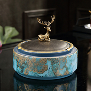 美式家用带盖烟灰缸创意个性大号烟缸欧式客厅茶几桌面复古收纳盒