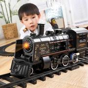 大号蒸汽火车玩具轨道车，遥控电动复古仿真高铁新年元旦儿童礼物