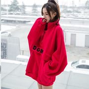 韩版无帽立领卫衣中长款宽松加厚上衣慵懒网红大码女装