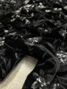 高定黑色底重工亮片刺绣，真丝丝绒绣花面料，新中式旗袍马甲套装布料