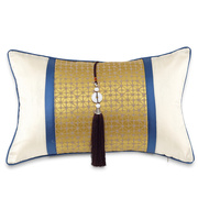 现代新中式软装简约沙发样板房深黄色白色山纹抽象肌理靠垫羽绒芯