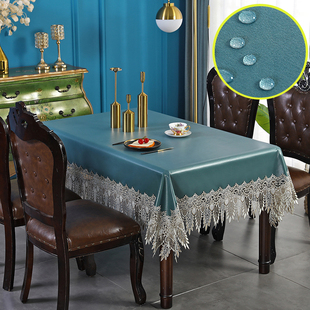 轻奢欧式防水桌布纯色简约防油防烫布艺长方形餐桌茶几麻将桌台布