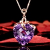 急速奢华心形紫水晶吊坠18K金彩色宝石仿紫晶项链女一件网红