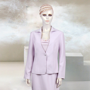 MINZE STYLE香港名师路款简约商务OL浅粉紫色长袖套装2件套
