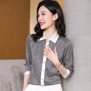 真丝弹力缎，时尚条纹，修身显瘦，气质优雅