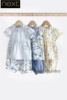 英国Next女婴蓝色刺绣蓝花短袖T恤灯笼裤纯棉套装262-584