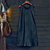 吊带连衣裙tinycuttle小鱼，仔夏季做旧女纯棉，背心黑色长裙101250