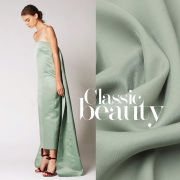 设计师布料透气香槟绿天然麻夹亮丝面料小外套，裙子汉服光泽布