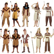 成人男女印第安人野人衣服 儿童印度非洲土著原始人亲子演出服装