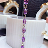 高级天然巴西紫水晶手链女手排可调925纯银镶嵌紫色宝石时尚百搭