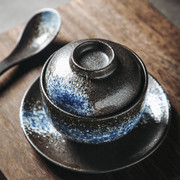 日式餐具带盖汤盅陶瓷汤碗盖碗蛋盅炖盅甜品碗粥碗家用饭碗隔水炖