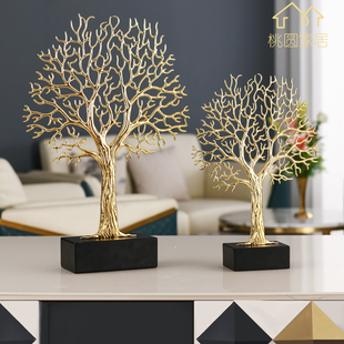 欧式高档招财树摆件现代轻奢生命树装饰品客厅玄关家居办公桌摆设