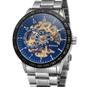 8085镂空透底全自动男式钢带手表，机械手时尚圆形金属国产腕表