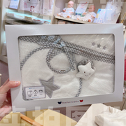 日本制阿咔匠的城新生宝宝礼物婴幼儿礼盒浴巾围嘴摇铃精美3件套