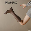 TATA PERKO联名v口长筒靴女瘦瘦长靴春秋厚底靴子高筒骑士靴