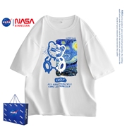 NASA夏季2024纯棉短袖t恤男士半袖宽松体恤情侣上衣男女衣服