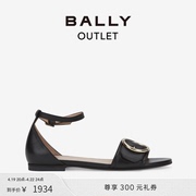 bally巴利女士黑色，皮革平底凉鞋，6234092