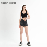Valeria Obbaco小众设计师款玩趣系列黑色香蕉口袋牛仔短裤夏