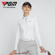 高尔夫球服装女春季长袖，恤运动装高弹显瘦衣服开衩下摆女装