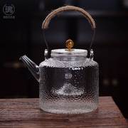 耐高温锤纹玻璃提梁壶，黑晶炉煮茶壶大容量泡茶电磁炉，烧水壶养生壶