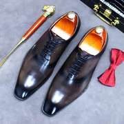 男鞋商务皮鞋牛津复古绅士鞋系带英伦，整张皮休闲潮流单鞋