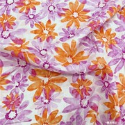 一小卷高支紫色+橘色，印花亚麻衬衫连衣裙，透气麻开衫diy设计师布料