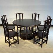 红木餐桌圆桌家用金花梨木新中式全实木菠萝格餐桌椅组合原木
