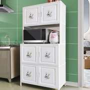 厨房置物柜多层收纳用品玻璃储物碗柜子简易厨柜铝合金经济型橱柜