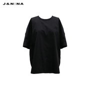 J＆NINA捷恩尼纳2023夏季女装时尚宽松上衣欧美纯色短袖T恤