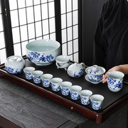 青瓷盖碗青花陶瓷功夫茶具套装轻奢中式家用办公室礼盒