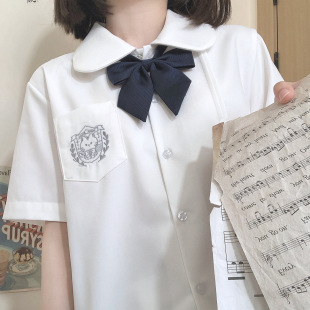 日系风琴褶娃娃领jk衬衫，清纯可爱学生，短款短袖衬衣夏季