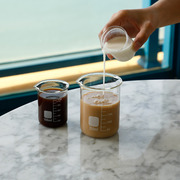 玻璃带刻度量杯咖啡师玻璃拉花杯创意冰咖啡杯牛奶杯网红咖啡厅杯