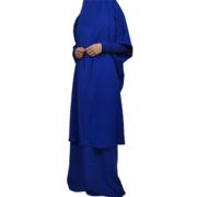 3跨境女装中东迪拜马来阿拉伯大码纯色长袍两件套装连衣裙356