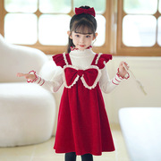 连衣裙红色针织毛衣裙(毛衣裙，)新年洋气，公主裙子宝宝服装长袖秋冬童女