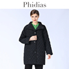 Phidias黑色棉服女冬季2023年大码女装宽松休闲绣花棉衣外套