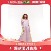 香港直邮潮奢 Topshop 女士 提花拼色不对称黄绿色淡紫色中长连衣