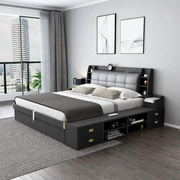 气动高箱储物床1.8米1.2m1.5主卧小户型收纳板式现代简约双人床