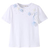 小众设计宽松短袖t恤女春夏季白色甜美小清新立体花钉珠圆领体恤