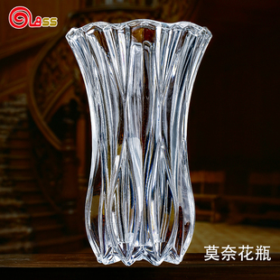 高斯水晶玻璃花瓶透明大号，美式客厅水养插花摆件，餐厅干花插花瓶