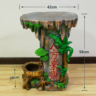 假山流水喷泉摆件鱼缸，底座风水轮瀑布，仿石桌工艺品树脂置物架花架