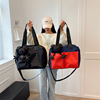 网红旅行袋时尚潮流手提包，男女通用休闲包带挂件，女包小行李包