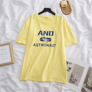 2022夏季学院风甜美可爱宇航员字母印花百搭宽松休闲短袖T恤上衣