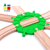 绿色八路转盘直轨弯轨木头轨道配件兼容宜家hape木质磁性小火车头