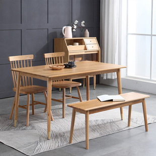 北欧实木橡木餐桌椅组合圆腿桌简约现代酒店家具简约洽谈桌家