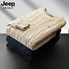 jeep吉普圆领毛衣男士冬季中老年，爸爸加绒加厚针织衫休闲运动上衣