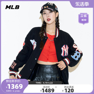 MLB 男女情侣时尚布贴棒球服休闲夹克衫羊毛防风春夏季JPN01