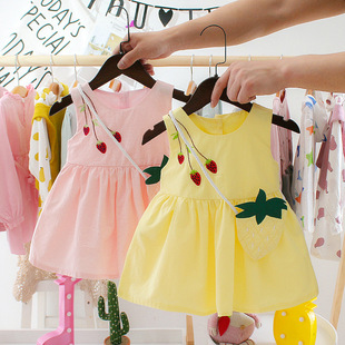 送包包0-3岁婴幼儿女童连衣裙夏季公主韩版童装ins女宝宝裙子