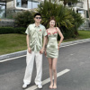 3KU夫妇夏季情侣装短袖衬衫包身裙短裙法式一衣一裙沙滩裙ins