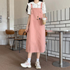 粉色背带裙女夏季2024韩版宽松休闲学院风，学生中长款连衣裙子